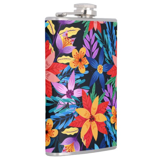 Kleurrijk Exotisch Bloempatroon-68578 Heupfles (Rechts)