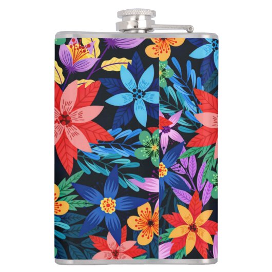 Kleurrijk Exotisch Bloempatroon-68578 Heupfles (Achterkant)