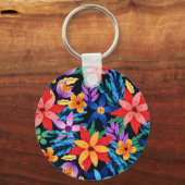 Kleurrijk Exotisch Bloempatroon-68578 Sleutelhanger (Achterkant)
