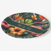 Kleurrijk Exotisch Hawaiiaans Tropisch Huwelijk mo Papieren Bordje (Gekanteld)