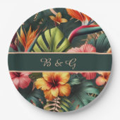 Kleurrijk Exotisch Hawaiiaans Tropisch Huwelijk mo Papieren Bordje (Voorkant)