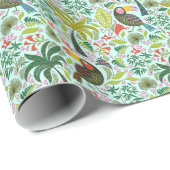 Kleurrijk exotische vogelpatroon en bloemen cadeaupapier (Rol Hoek)