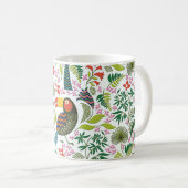 Kleurrijk exotische vogelpatroon en bloemen koffiemok (Voorkant rechts)