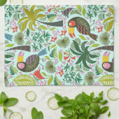 Kleurrijk exotische vogelpatroon en bloemen theedoek (Gevouwen)