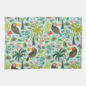 Kleurrijk exotische vogelpatroon en bloemen theedoek (Horizontaal)