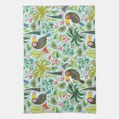 Kleurrijk exotische vogelpatroon en bloemen theedoek (Verticaal)