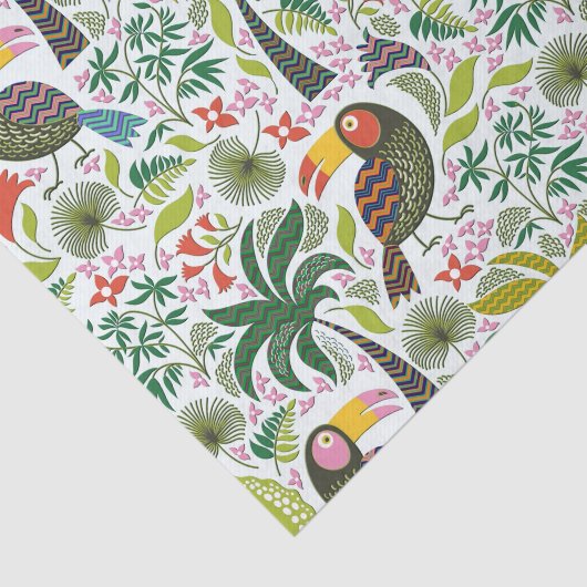 Kleurrijk exotische vogelpatroon en bloemen tissuepapier (Detail)