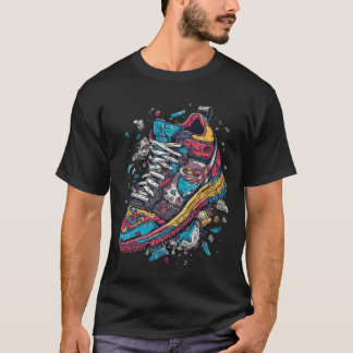 Kleurrijk Exploderend Sneaker Streetwear Grafisch T-shirt