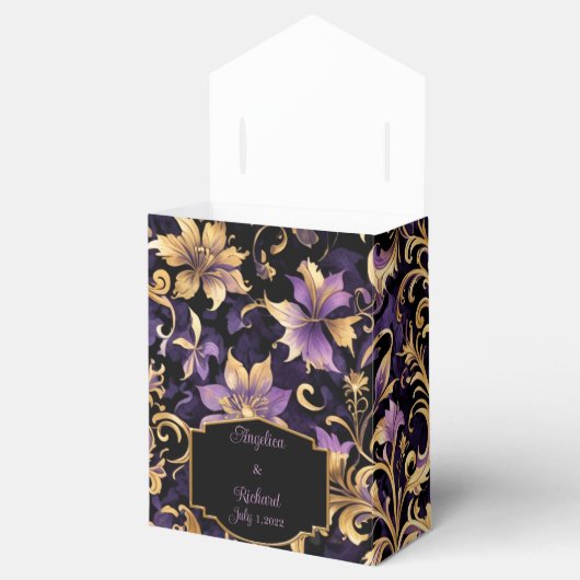 Kleurrijk, extravagant, Paars en goud Bedankdoosjes (Geopend)