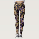 Kleurrijk, extravagant, Paars en goud Leggings (Voorkant)