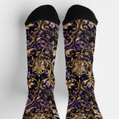 Kleurrijk, extravagant, Paars en goud Sokken (Top)