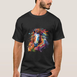 Kleurrijk Faeröers Pony Paard Spetteren T-shirt