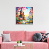 Kleurrijk fantasieland canvas afdruk (Insitu (Woonkamer))