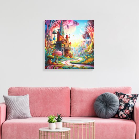 Kleurrijk fantasieland canvas afdruk (Insitu (Woonkamer))