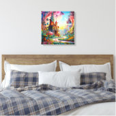 Kleurrijk fantasieland canvas afdruk (Insitu (Slaapkamer))
