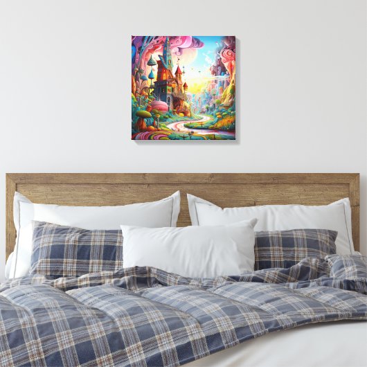 Kleurrijk fantasieland canvas afdruk (Insitu (Slaapkamer))