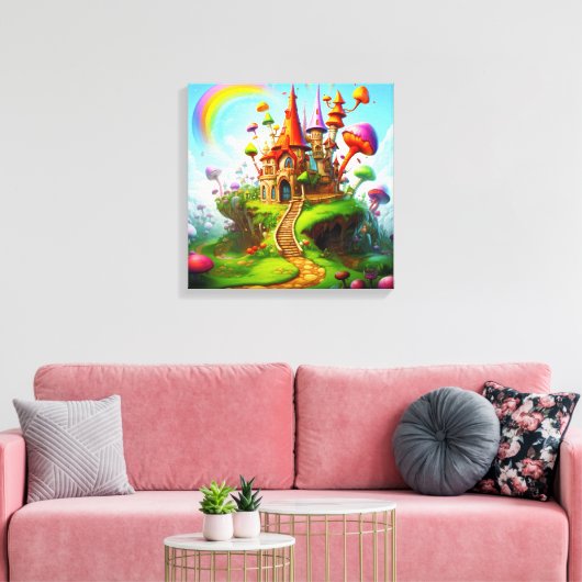 Kleurrijk fantasieland canvas afdruk (Insitu (Woonkamer))