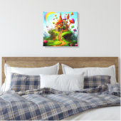 Kleurrijk fantasieland canvas afdruk (Insitu (Slaapkamer))