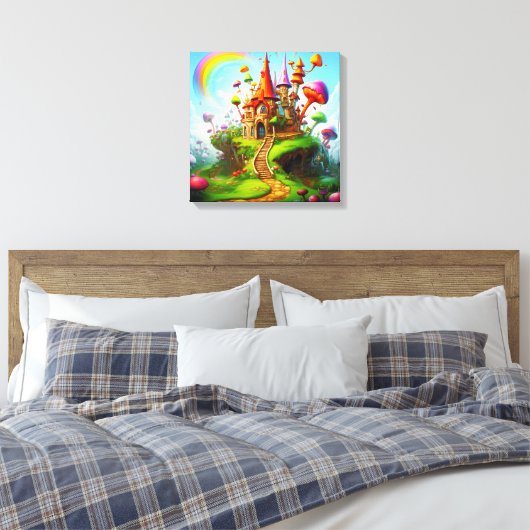Kleurrijk fantasieland canvas afdruk (Insitu (Slaapkamer))