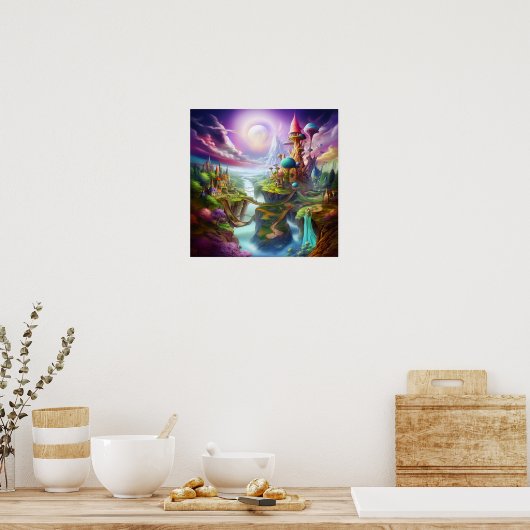 Kleurrijk fantasieland poster (Keuken)