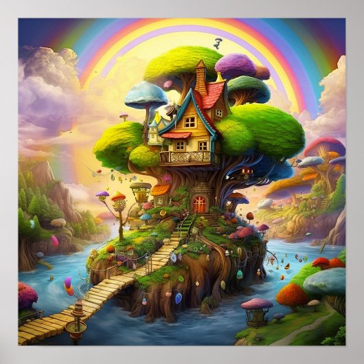 Kleurrijk fantasieland poster (Voorkant)