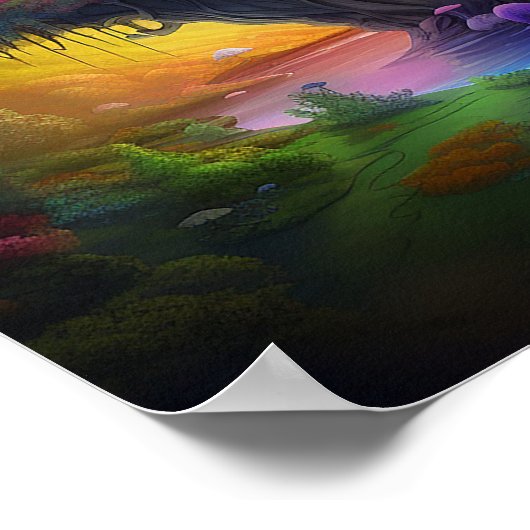 Kleurrijk fantasieland poster (Hoek)