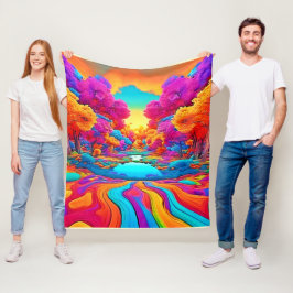 Kleurrijk Fantasielandschap Fleece Deken