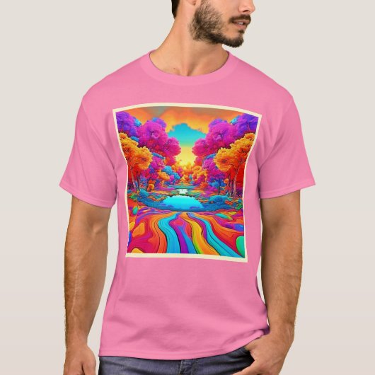 Kleurrijk Fantasielandschap T-shirt (Voorkant)