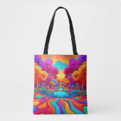 Kleurrijk Fantasielandschap Tote Bag (Voorkant)
