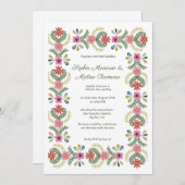 Kleurrijk Fantasievol Bloemen Bruiloft Kaart (Voorkant / Achterkant)