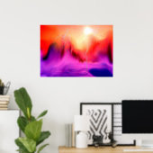 Kleurrijk Fantasy Abstract landschap en Sun Storm Poster (Thuiskantoor)