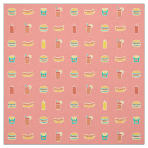 Kleurrijk Fastfood Burger Hotdog Frisdrank Patroon Stof