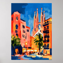 Kleurrijk Fauvistisch Barcelona Sagrada Familia Ku Poster