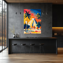 Kleurrijk Fauvistisch Chichen Itza Piramide Kunst