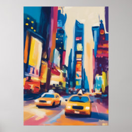 Kleurrijk Fauvistisch Nieuw-Yorkse Skyline Muurkun Poster