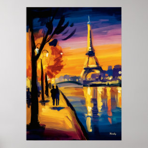 Kleurrijk Fauvistisch Parijs Eiffeltoren Muurkunst Poster