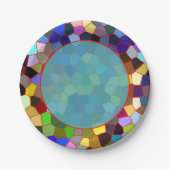 Kleurrijk Faux-Glas in lood Papieren Bordje (Voorkant)
