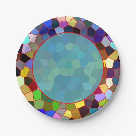 Kleurrijk Faux-Glas in lood Papieren Bordje (Voorkant)