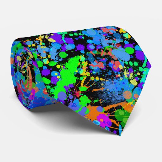 Kleurrijk, Faux Neon, Paintball, Fun Stropdas (Opgerold)
