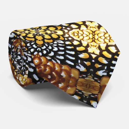 Kleurrijk fazant veer ontwerp - bruin, geel, stropdas (Opgerold)