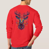 Kleurrijk Feehertshoofd Vector T-Shirt (Achterkant)