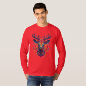 Kleurrijk Feehertshoofd Vector T-Shirt (Voorkant volledig)