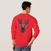 Kleurrijk Feehertshoofd Vector T-Shirt (Achterkant volledig)