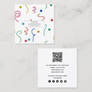 Kleurrijk Feest Confetti Feest Evenementenplanner Vierkante Visitekaartje
