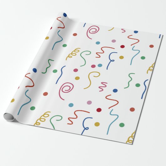 Kleurrijk Feest Confetti Patroon Cadeaupapier (Uitgerold)