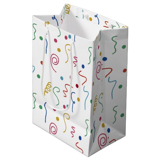 Kleurrijk Feest Confetti Patroon Medium Cadeauzakje (Voorkant Gekanteld)