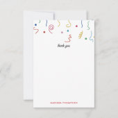 Kleurrijk feestconfetti met aangepaste naam bedankkaart (Voorkant)