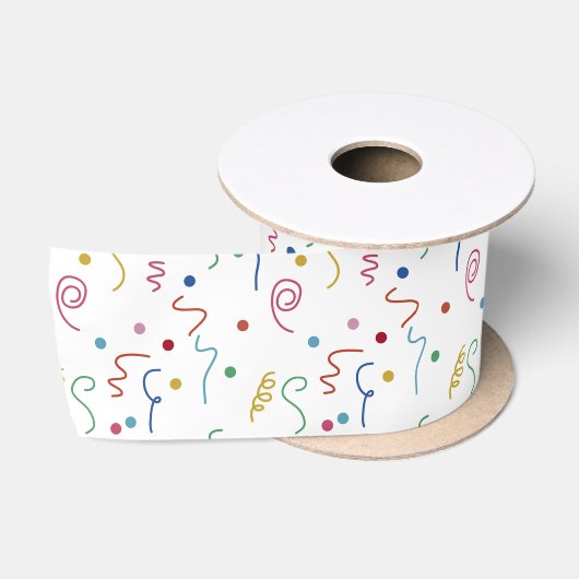 Kleurrijk Feestconfetti Patroon Satijnen Lint (Spoel)