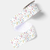Kleurrijk Feestconfetti Patroon Satijnen Lint (Achterkant)