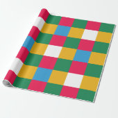 Kleurrijk feestelijk schaakbord cadeaupapier (Uitgerold)